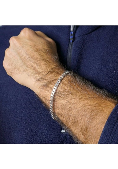 İpek Silver 925 Ayar Gümüş Gurmet Zincir Bileklik 5 Mm 21cm Çok Renkli