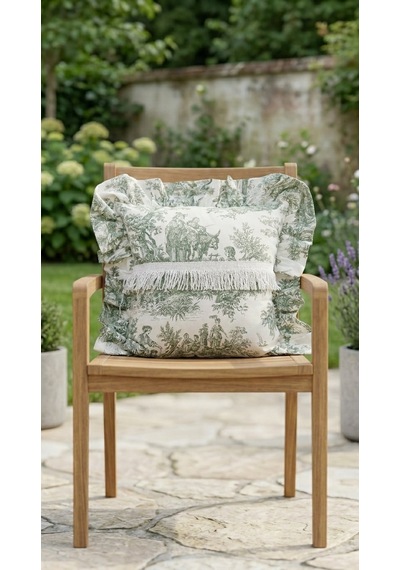 Toile Verde Ruffle Yastık Çok Renkli
