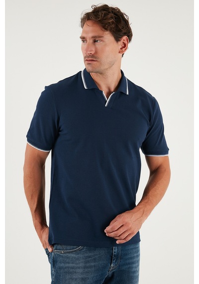 Buratti Pamuklu Regular Fit Şerit Detaylı Erkek Polo Yaka T Shirt 5902964 Indigo