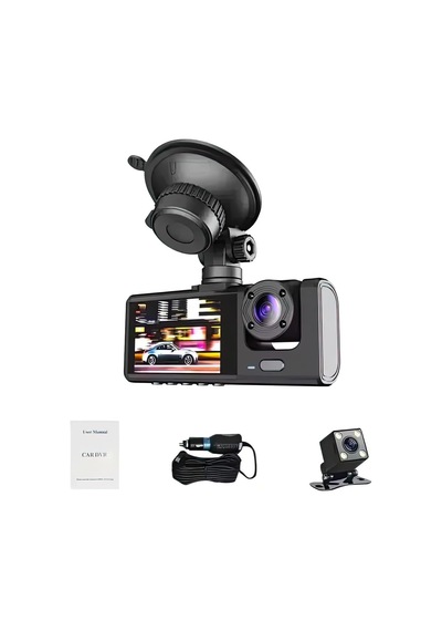 Araç Içi Kamera 1080p Full Hd /170 Geniş Açı /3 Kameralı Gece Görüşlü /2 Lcd Ekranlı/g-sensör İle Uyumlu