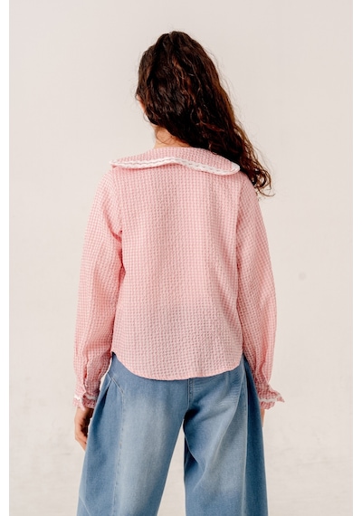 Kız Çocuk Su Taşlı Gömlek T-shirt İkili Takım 1805 Pembe