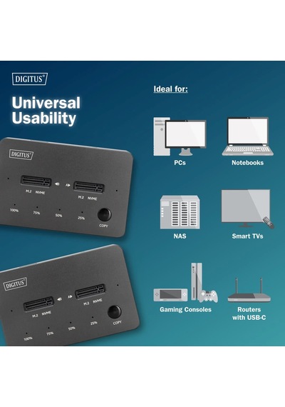 Dıgıtus Nvme Klonlama İstasyonu 2xm.2 Ssd Usb-c 10gbps Sata/nvme Hot-swap