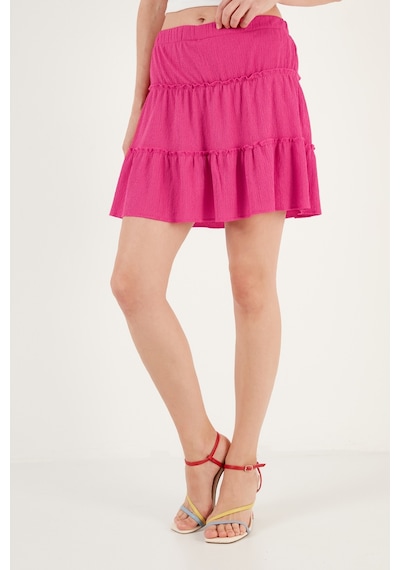 Lela Beli Lastikli Mini Bayan Şort Etek 5865038 Fuşya