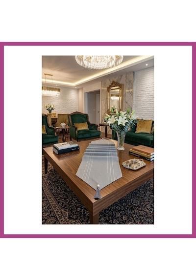 Gees Global Çizgili Tek Runner, Colber Tek Runner 40x140cm Gri Gbzs