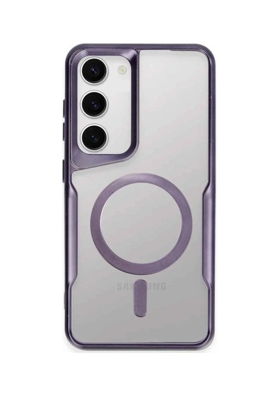 Galaxy Uyumlu S23 Kılıf Boyi Magsafe Silikon Kapak - Derin Mor