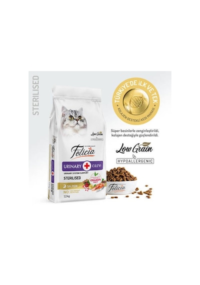 Hypoallergenic Urinary Somonlu Düşük Tahıllı Kısırlaştırılmış Kedi Maması 12 Kg
