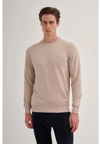 Cazador Slim Fit Mevsimlik 3 İplik Pamuk Karışımlı Sweatshirt-56100 Bej
