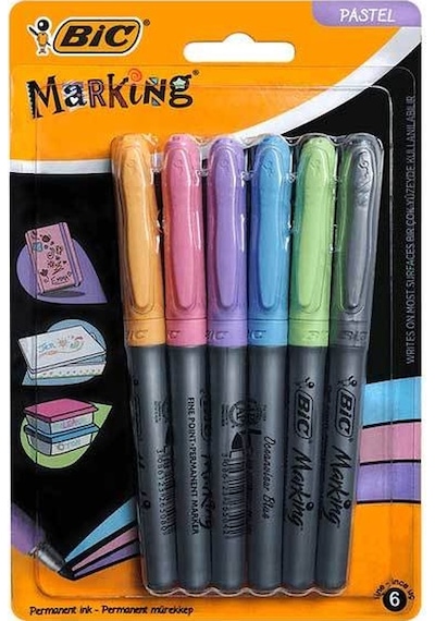 Bic Fine Permanent Pastel Marker 6'lı Karışık