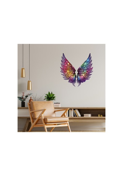 Kişiselleştirilebilir Led Işıklı Epoksi Cam Tablo Violet Mor Melek Kanadı Beyaz - 737209228 Beyaz