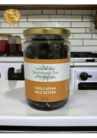 Yöresel Sele Sofralık Siyah Zeytin 720 Gram Cam Şişe Doğal Tatlandırma