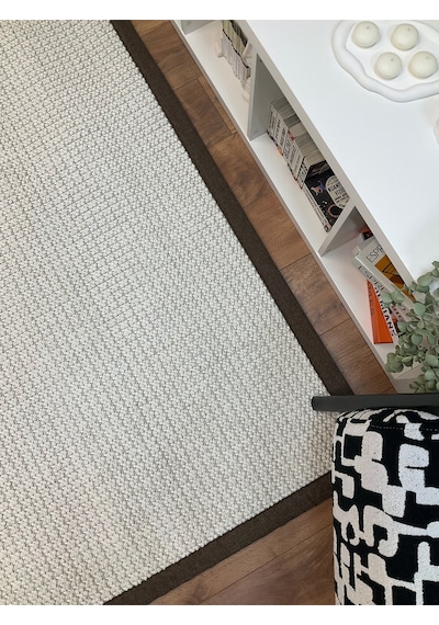 Kumaş Bordür Gri Bukle Antrasit Bordür Halı Salon Koridor Mutfak Çocuk Odası Halısı Kilim S267 Beyaz-kahve Kahve