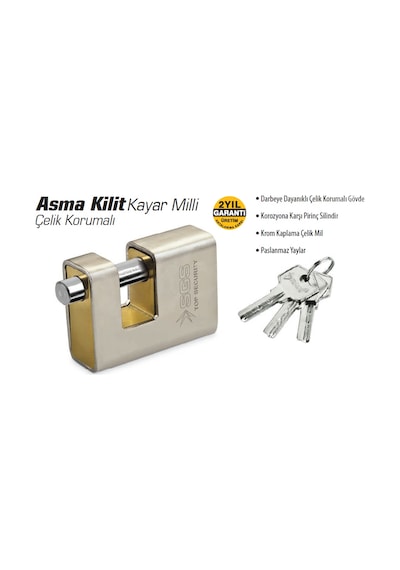 Sgs Kayar Milli Asma Kilit Çelik Korumalı 80 Mm