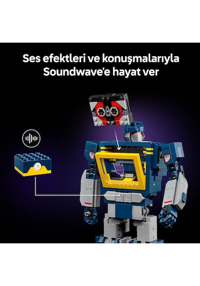 LEGO® Icons Transformers: Soundwave 10358 - Yetişkinler için Yaratıcı Dekoratif Model Yapım Seti (1505 Parça)