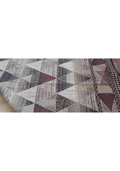 Algelsineve Keops Desen 6M2 Serme Halı Örtüsü, Savan, Pike Bordo - Krem