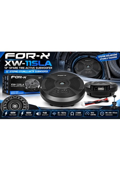 For-x Stepne Bass - For-x Xw-11sla Aktif Stepne Subwoofer - Kendinden Amfili Aktif Stepne Kabin Bas