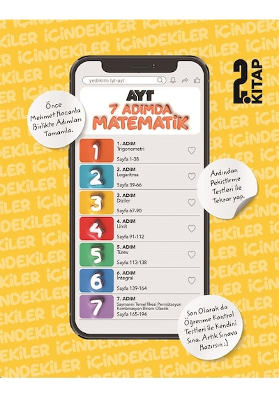 Yediiklim Ayt Yedi Adımda Temelden Zirveye Matematik Tamamı Video Konu Anlatımlı Ve Tamamı Video Çözümlü Soru Bankası 2.kitap