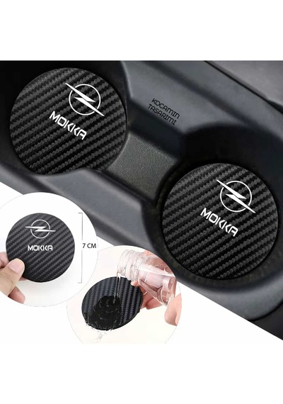 Opel Mokka Araba İçin Karbon Bardak Altlığı Opel Mokka Yazılı 7 Cm Dayanıklı Şık Tasarım 2 Adet 2 Adet