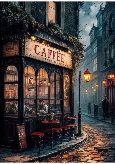 Yol Kenarındaki Kafe Tasarım Ahşap Tablo 35cm X50cm