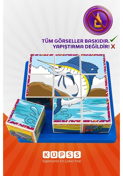 Küpss Deniz Hayvanları 3d Puzzle - 9 Küp 6 Yapboz