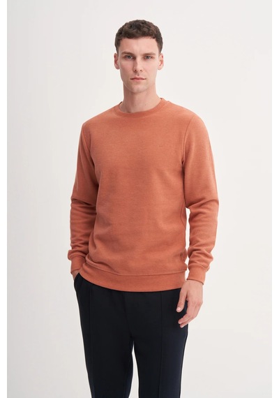 Cazador Erkek Bisiklet Yaka Selanik Örgü Slim Fit Sweatshirt Oranj Turuncu