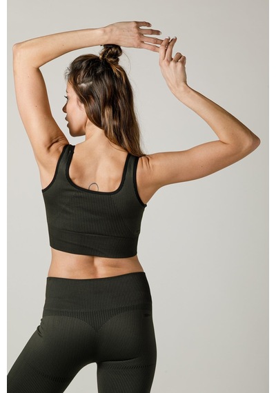 Maraton Active Slimfit Kadın Bisiklet Yaka Kolsuz Spor Haki Bra 813055-Haki