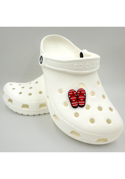 Crocs Terlik Süsü Ve Aksesuarı , Çanta Süsü Jibbitz Parmak Arası Terlik 01 Görsel Logo Aksesuar Kırmızı-beyaz-bordo-siyah