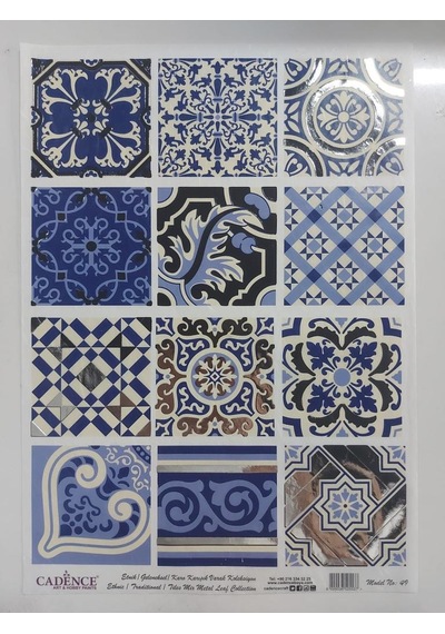 Cadence Desenli Gümüş Varak Pirinç Dekoapaj Kağıdı - Model 049