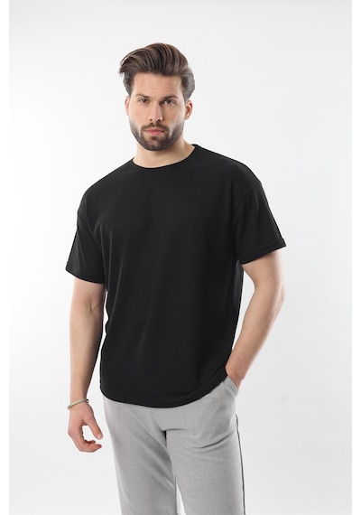 Madmext Siyah Bisiklet Yaka Erkek T-shirt E7128 Siyah