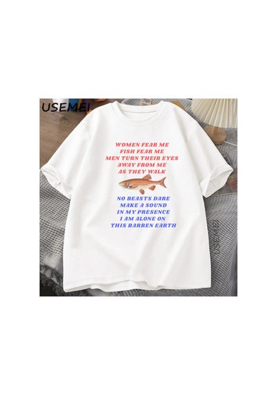 Tarzsokak Kadın Korku Beni Balık Korku Beni T-shirt Balıkçılık Meme Tgarip Komik Balıkçılık T-s 2928 Beyaz