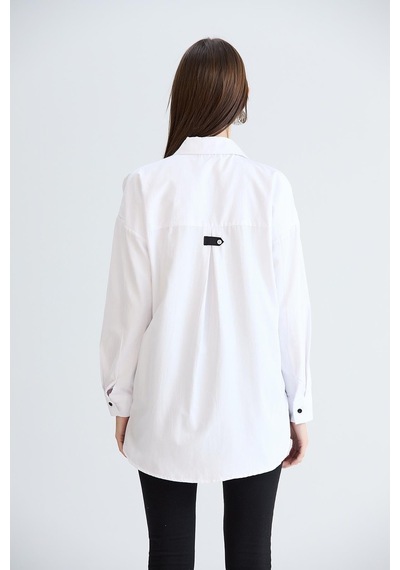 Sortie Collection Baskılı Tek Cepli Gömlek Beyaz-beyaz Beyaz