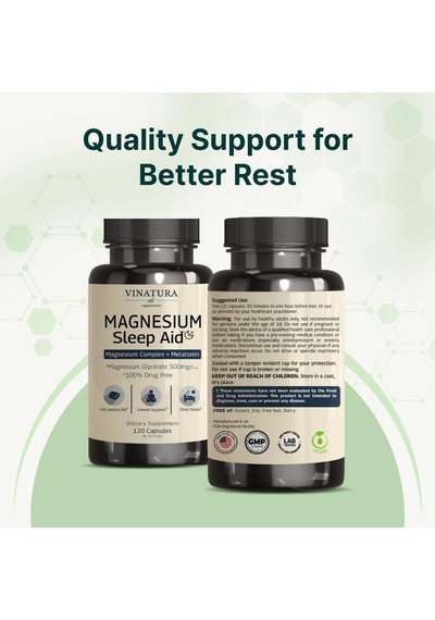 Vınatura Sleep Aid Magnesium Glycinate Complex With Melatonin With L-theanine - 120 Caps Vınatura Sleep Aid Magnesium Glycinate Complex With Melatonin With L-theanine - 120 Caps