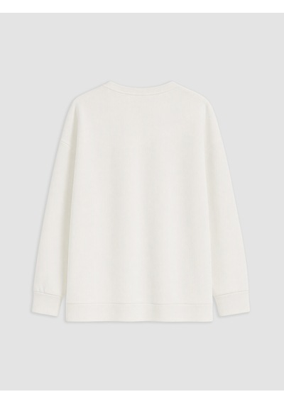 Lcw Modest Beyaz Nakışlı Soft Touch Kadın Sweatshirt Tunik