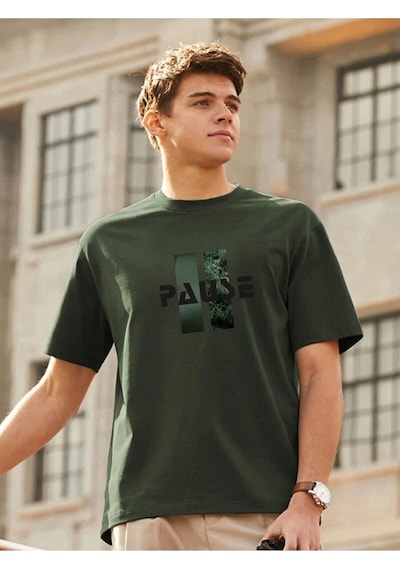 Flood Of Style Erkek Örme Pause Basklı Yeşil