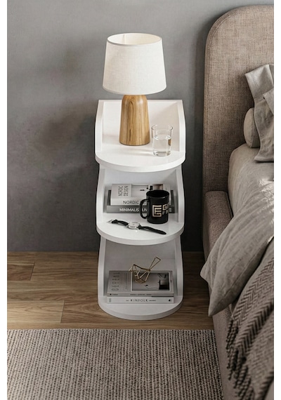 Reyo Falez Komodin Modern Ahşap 3 Katlı Raflı Yan Sehpa Çok Amaçlı Organizer Kitaplık Beyaz Reyo Falez Komodin Modern Ahşap 3 Katlı Raflı Yan Sehpa Çok Amaçlı Organizer Kitaplık Beyaz