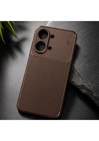 Xiaomi Poco X8 Pro Max Uyumlu Kılıf Karbon Tasarım Kamera Korumalı Silikon Telefon Kılıfı Kapak Kahverengi