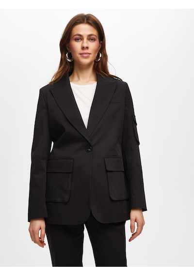 Faik Sönmez Kargo Cep Detaylı Pamuklu Blazer Ceket 018 Us25ckt01810 Siyah