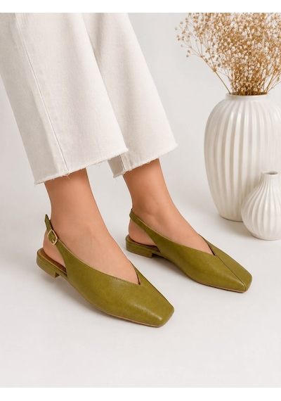 Dabab Shoes Lıvora Kadın Yağ Yeşili Kare Burun Tokalı Düz Taban Slingback Casual Babet Ayakkabı Yeşil Dabab Shoes Lıvora Kadın Yağ Yeşili Kare Burun Tokalı Düz Taban Slingback Casual Babet Ayakkabı Yeşil