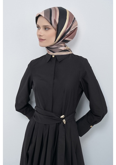 Armine Saf İpek Sura Eşarp-2026 İlkbahar-yaz- 951400d Pudra-Siyah