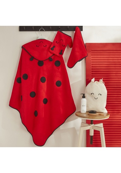 Karaca Home Bebek Little Ladybug Havlu Kundak Kese Set Kırmızı
