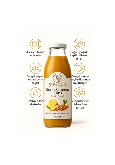 Şifakür Limon Sarımsak Kürü 1000ml 60 Gün Dinlendirilmiş Propolis Zencefil Zerdeçal Tarçınlı Deste