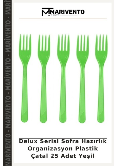 Delux Serisi Sofra Hazırlık Organizasyon Plastik Çatal 25 Adet Yeşil