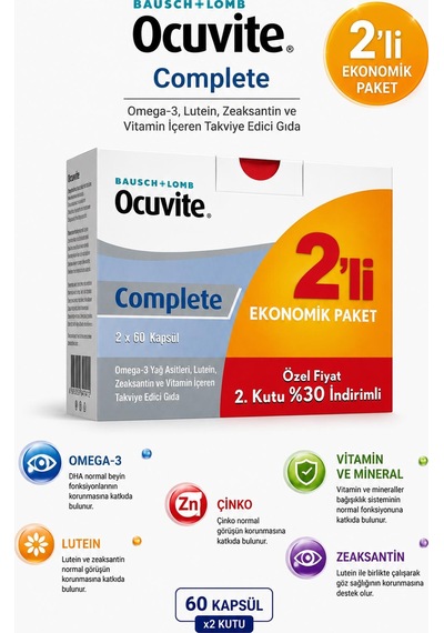 Ocuvite Complete 60+60 Kapsül - İkili Fırsat Paketi 2 Adet