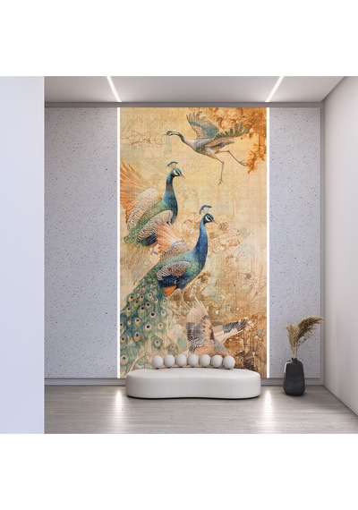 Tropikal Kuşlu Desen Poster Duvar Kağıdı Renkli