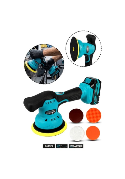 Assur 21V 150 mm Çift Akülü 8 Kademeli Orbital Polisaj Makinesi – Oto Pasta Cila ve Zımpara Makinesi -