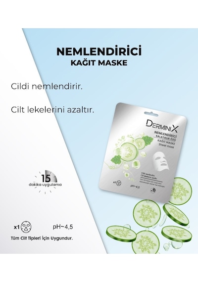 Derminix Salatalık Özlü Nemlendirici Kağıt Yüz Maskesi
