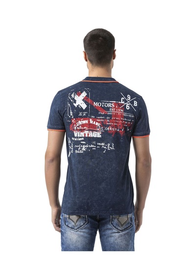 Cipo & Baxx Erkek Baskılı Polo Yaka Kısa Kollu Günlük Tişört - Ct795 Navyblue