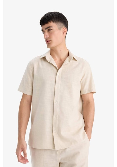 Defacto %100 Pamuk Regular Fit Polo Yaka Yazlık Kısa Kollu Gömlek D8613ax25smbg655 Bej