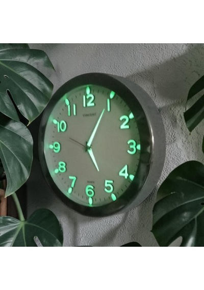 Fosforlu Karanlıkta Parlayan 3d Krom Çerçeveli Sessiz Akar Saniye Duvar Saati Çap 26 Cm