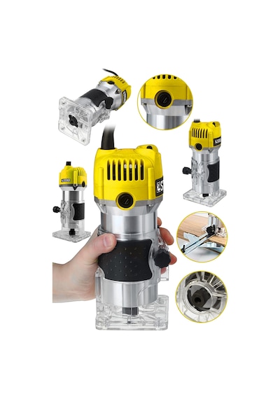 Steiner 3000 Watt 6 Kademe Devir Ayarlı Formika Traşlama Freze Makinesi 6 MM Pens Sarı