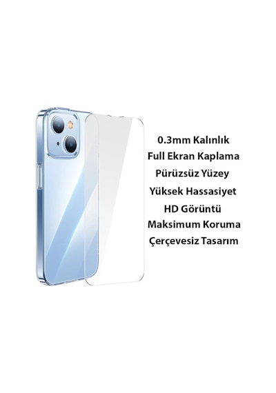 Baseus İphone 15 Crystal Serisi Silikon Kılıf + Tempered Ekran Koruyucu Set- 5775